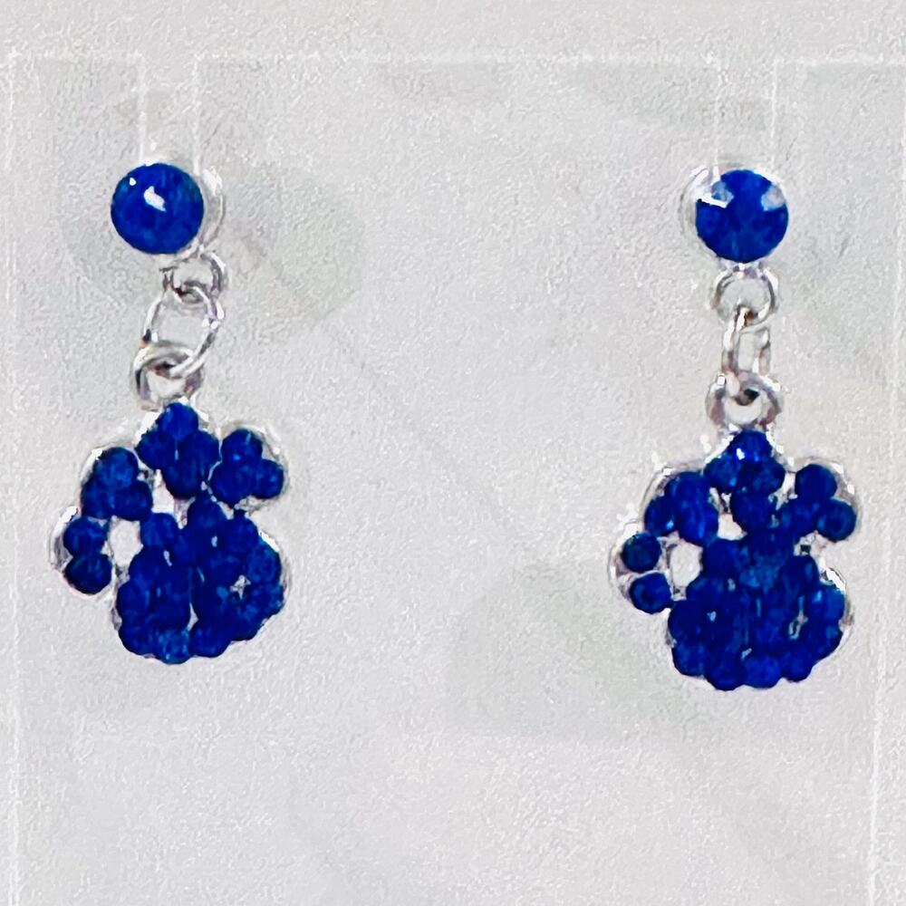 Blue Crystal Paw Drop Earrings